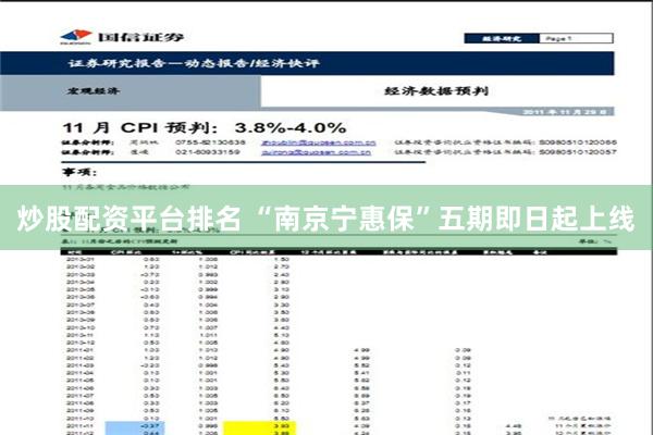 炒股配资平台排名 “南京宁惠保”五期即日起上线