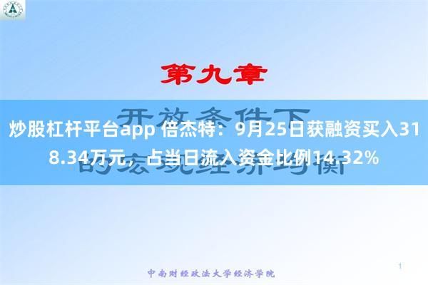 炒股杠杆平台app 倍杰特：9月25日获融资买入318.34万元，占当日流入资金比例14.32%