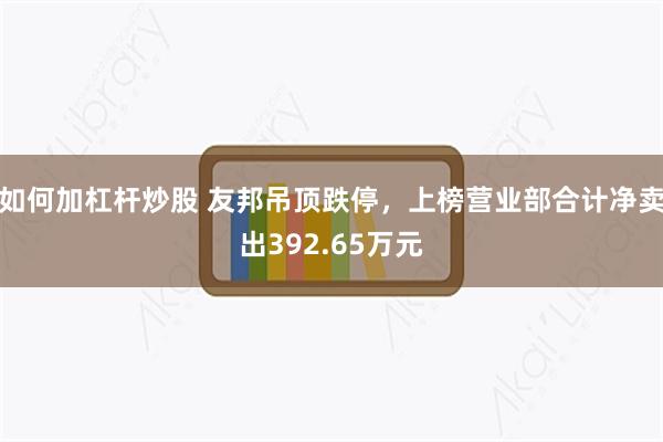 如何加杠杆炒股 友邦吊顶跌停，上榜营业部合计净卖出392.65万元